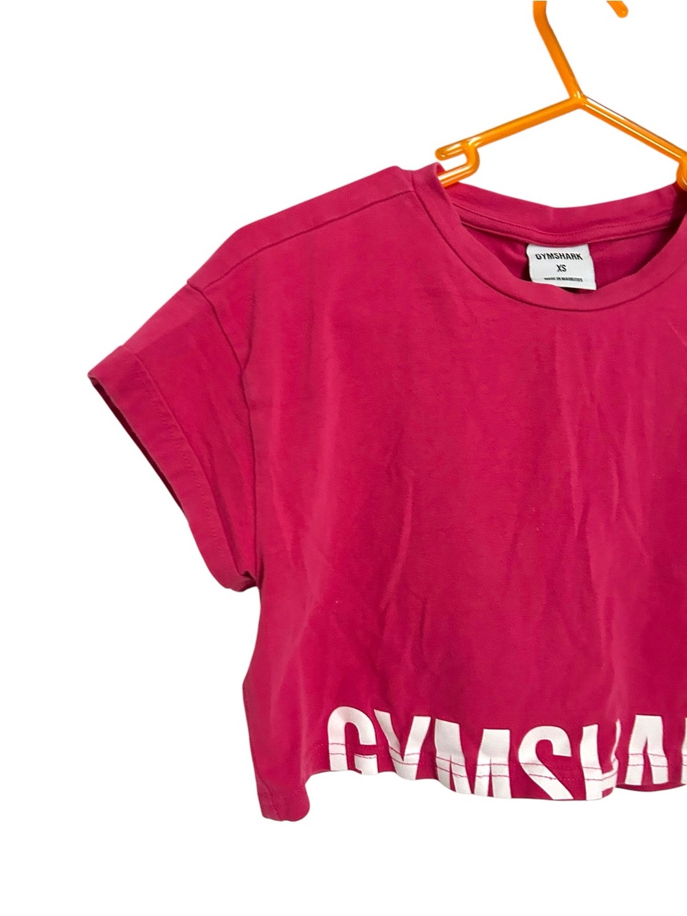Gymshark Fraction Crop Top Hot Pink Boxy Tee- XS - Picture 5 of 8